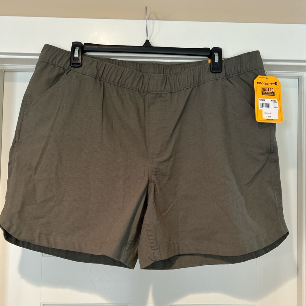 Carhartt Women's Olive Flat Front Shorts